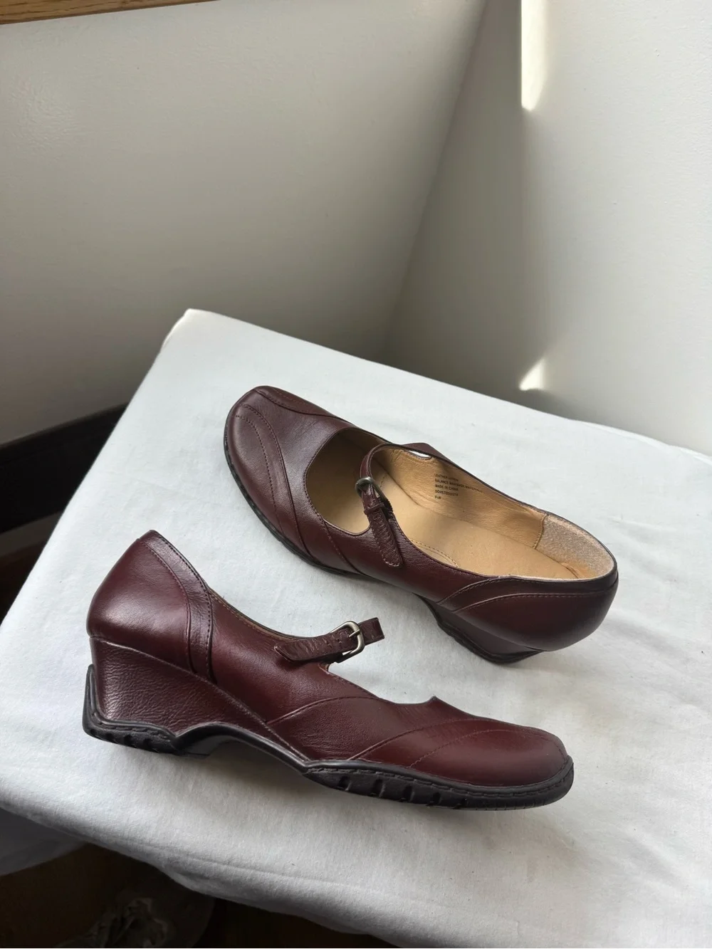 GNW Burgundy Leather Mary Jane Wedges – Size 9.5